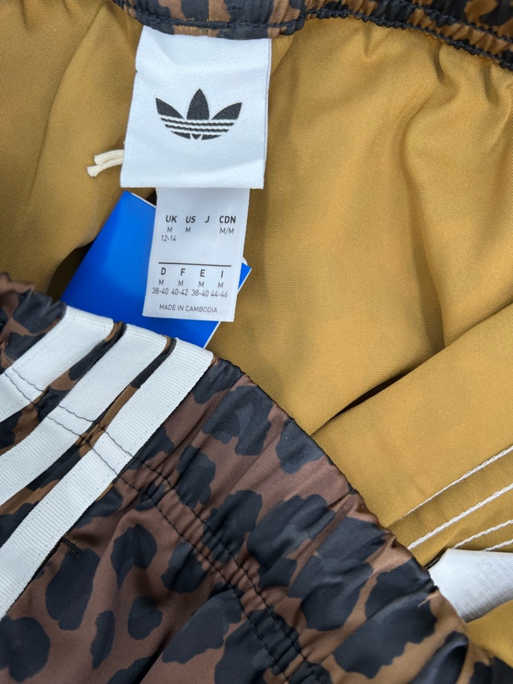Adidas NWT Brown & Black Leopard Print Track Pants with White Stripes - Picture 3 of 6